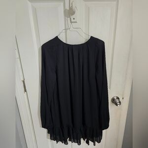 Abercrombie & Fitch NWT Womens Long Sleeve Ruffle Hem Dress Black Size XS PETITE